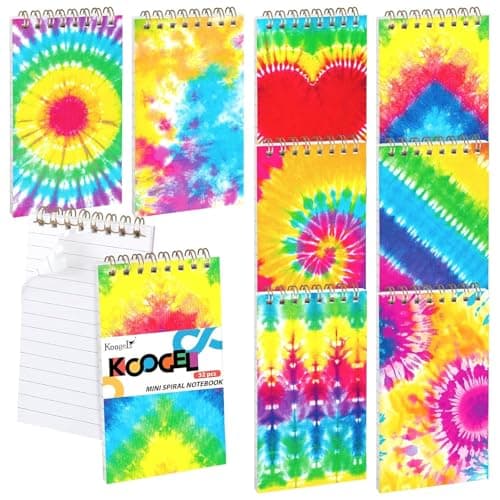 Image of Koogel 32PCS Mini Spiral Notebooks, 7.6x12.7cm Tie Dye Notebook Pocket Notebooks Small Journal Ruled Memo Notepad for School Women Travel Kids