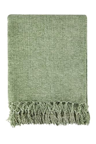 Image of Emma Barclay Throw Blanket For Sofas Bed Extra Large Soft Chenille Throws For Settees In Meadow Green Throw Fleece Blankets - Darcy Collection 60" x 80" (152cm x 203cm) Meadow Green