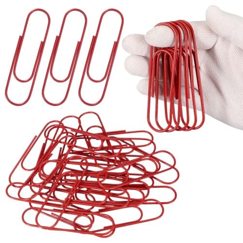 Image of PATIKIL 10cm / 4 Inch Extra Large Paper Clip, 24 Pack Coated Giant Metal Paper Clip Rustproof for Documents DIY Crafts Home Office, Red