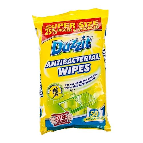 Image of Duzzit Antibacterial Wipes - 50 Jumbo Wipes - Extra Strong - Pack of 3 (50 x 3, 150 Wipes)