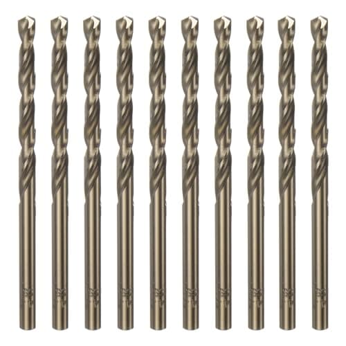 Image of sourcing map 10pcs Cobalt Jobber Drill Bits 4.3mm / 0.169" M35 High Speed Steel HSS Twist Drilling Bit Tool for Stainless Steel Copper Wood Plastic and other Hard Materials