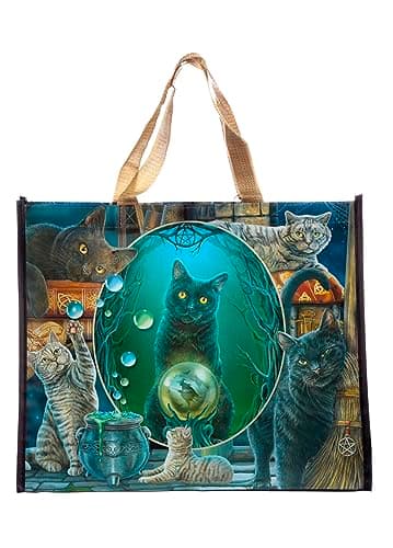 Image of Puckator Lisa Parker Magic Cat Montage Reusable Shopping Bag - Shoulder Bags - Handbags for Women - Canvas Tote Bags for Women - Hand Bag - Large Ladies Bags - Aesthetic Stuff - Big Foldaway Bag