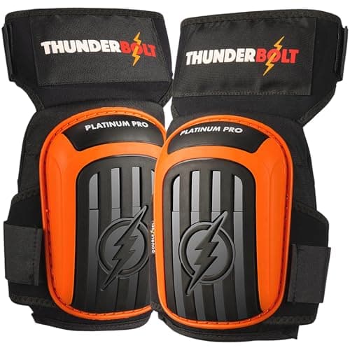 Image of Thunderbolt Knee Pads for Men for Construction Gardening Flooring Roofing Heavy Duty Comfortable Gel Thick Foam Cushion with Adjustable Non-Slip Straps