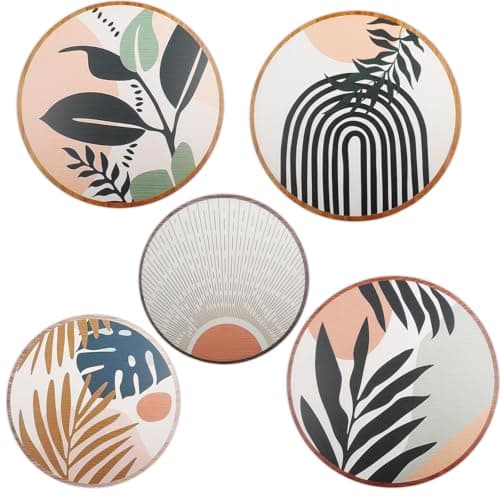 Image of Rongxze 5pcs Boho Wall Decoration, Wooden Wall Art, Nature Style for Living Room/Bedroom