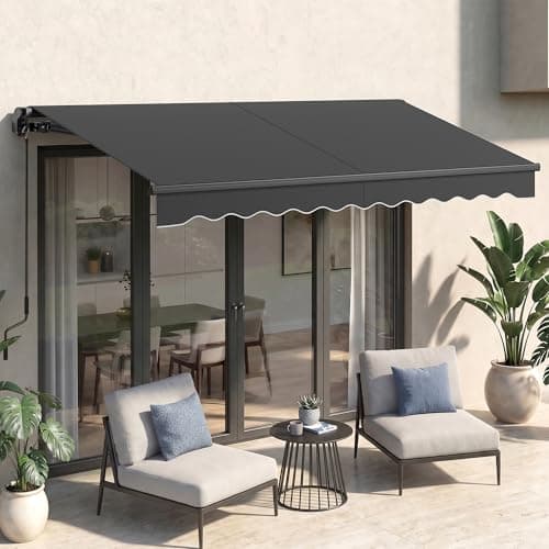 Image of SONGMICS Retractable Awning for Patio, Folding Garden Awning, Manual Crank Balcony Canopy, Outdoor Sun Shade, UPF 50+ Aluminum Alloy, Adjustable Angle, 300 x 250 cm, Grey GSA306GZ01