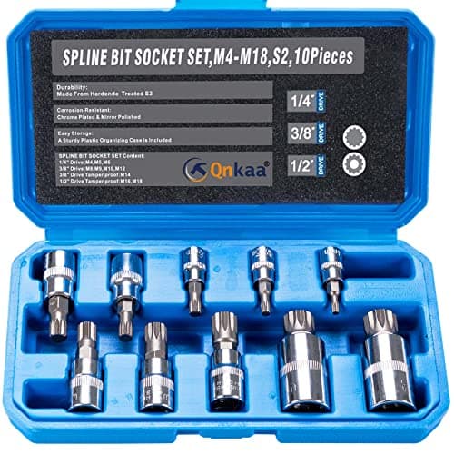 Image of Qnkaa Spline Socket Bit Set 10pcs Square Triple Silver M4 - M18