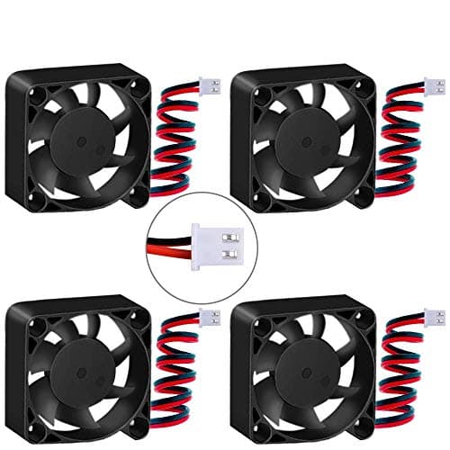 Image of owootecc 4pcs 3D Printer 4010 Fan 12V 0.08A 40X40X10mm DC Cooling Fan 40mm fan with 28cm Cable & 2 Pin Terminal for 3D Printer DVR & Small Appliances Series Repair Replacement