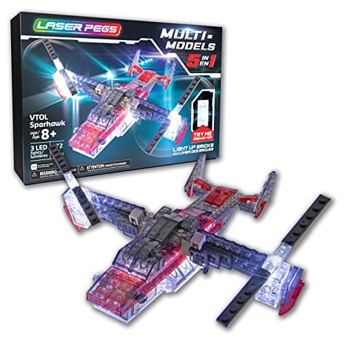 Image of giochi preziosi s.p.a. LAU07000 Laser Pegs Models-5-in-1 VTOL Sparhawk, Multi Colour
