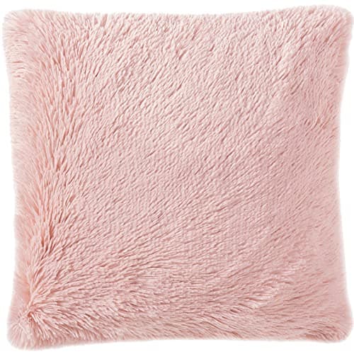 Image of Adore Home Long Pile Super Soft and Cuddly Shaggy 17x17 (43x43cm) Cushion Cover (Blush Pink)