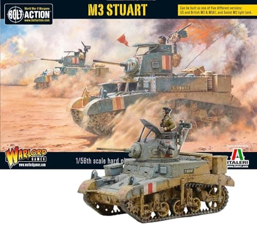 Image of M3 Stuart Tank - 1:56 / 28mm Plastic US Army Scale Model Tank For Bolt Action by Warlord Games - Highly Detailed World War 2 Miniatures