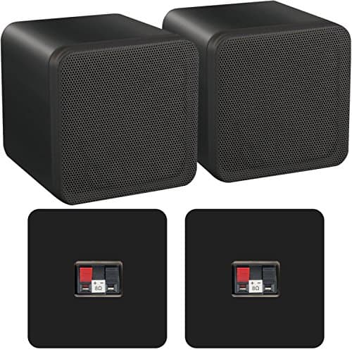 Image of Loops Pair of 4” ABS Bookshelf Speakers - 80W 8Ohm - Black HiFi Surround Sound Home Cinema