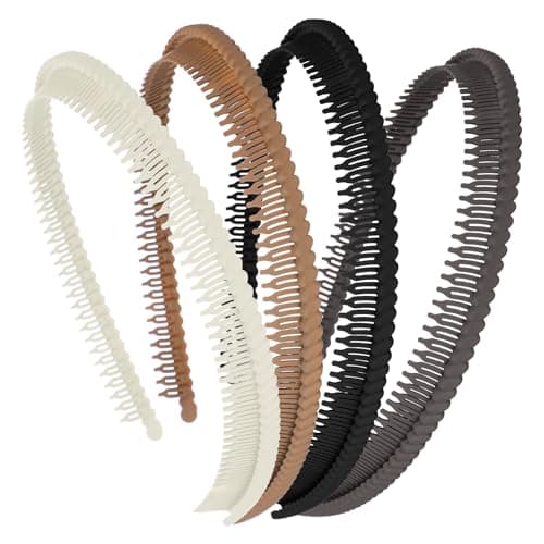 Image of JJUNW 4 Pcs Headbands With Teeth for Women, Plastic Headbands Comfortable Non-Slip Toothed, Head Bands Comb Headband for Women's Hair Suitable for Home or Commuting