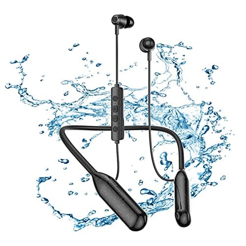 Image of SOPPY A20 Neckband Earphones Bluetooth 5.3 Wireless In-Ear Headphones with Mic, IPX6 Sport Earbuds Wireless for Running, Magnetic Headset Lightweight Earphones with 100 Hours Playtime - Black