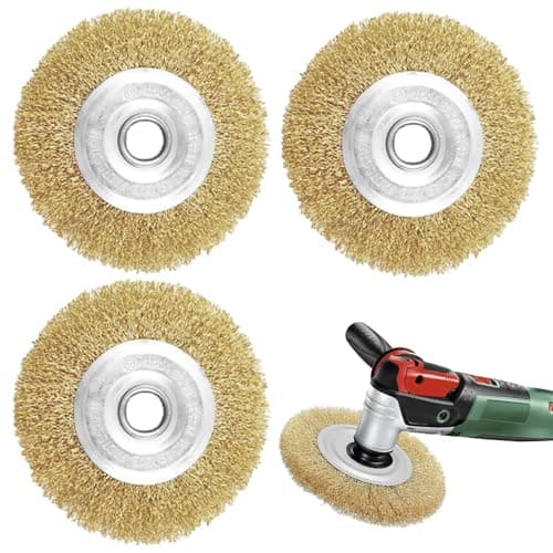 Image of 3 Pcs Brass Coated Wire Brush Wheel,Wire Brush For Angle Grinder,Angle Grinder Wire Brush For Cleaning, Rust Removal, Polishing, Deburring & Paint Removal(100mm)