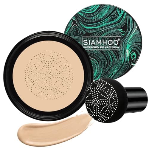 Image of SIAMHOO CC Cream Foundation with Mushroom Head Air Cushion CC Cream Foundation Full Coverage for Flawless Makeup, Even Skin Tone 0.7fl.oz - Natural