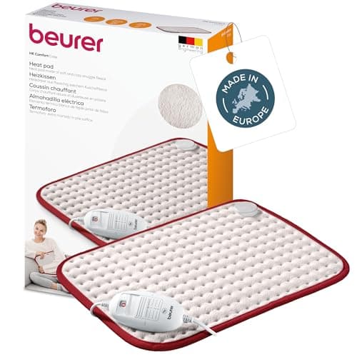 Image of Beurer HK Comfort Heat Pad, Flexible Warming Electric Heating Pad with Super-Soft Surface, Controllable Warmth with 3 Temperature Settings, Machine-Washable, Automatic Switch-off, 100 watts, 44x33cm
