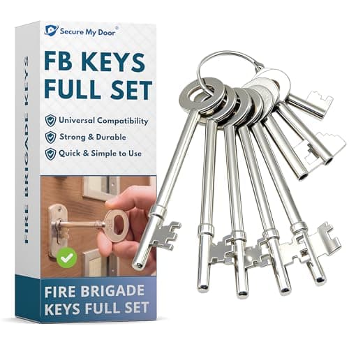 Image of SecureMyDoor Fire Brigade Key Set of 8 - FB1 FB2 FB4 FB5 FB11 FB14 Emergency Access Keys for Communal Doors Rim Slamlocks Padlocks and Utility Cupboards Zinc Alloy