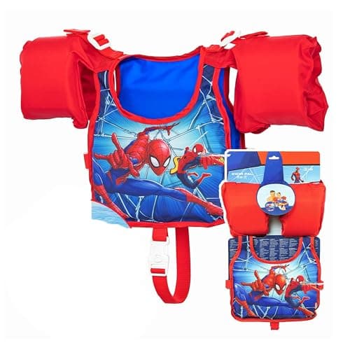 Image of Swimming Float Swim Vest Bundle - Learn to Swim Super Hero Kids Swim Vest with Built-In Foam, Arm Bands. Great for Water Parks, Swimming Pool or Birthday Gifts for Kids