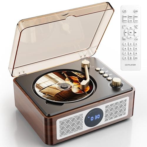 Image of Portable CD Player Bluetooth with Speakers - Lehwey Retro Vertical CD Player with LED Screen & Timer, Built-in Speakers for Home, Remote Control, Support USB/AUX/FM Radio/Repeat, Vintage Gift for Kids