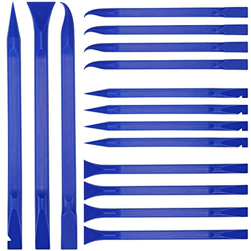 Image of 18 Pieces Non-Scratch Plastic Scraper Tool Carbon Fiber Plastic Scraper Multi-Purpose Scraper Pen-Shaped Scraper Cleaning Scraper Tool for Cleaning Small and Narrow Space (Blue)