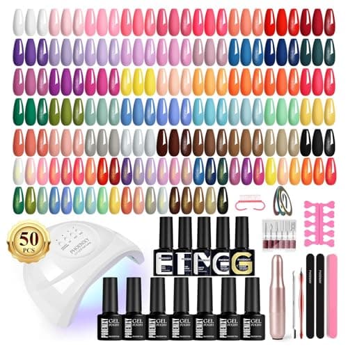 Image of PHOENIXY 66Pcs Gel Nail Polish Set with U V Lamp and Drill, 45 All Sealons Colours Gel Nail Polish with 5Pcs Base Top Coat Manicure Gel Nail Kit Starter Gifts for Women
