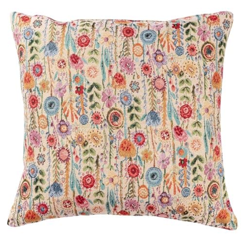 Image of Linen Loft Secret Garden Tapestry Cushion. Tapestry Wildflower Floral Design in Multicoloured. 17x17 Square Cushion Cover