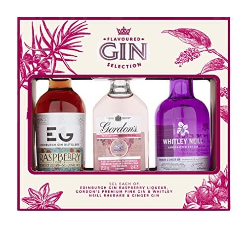 Image of Flavoured Gin Selection Gift Set – 3 x 5cl Miniature Gins: Whitley Neill Flavour May Vary, Gordon’s Premium Pink, Edinburgh Raspberry Liqueur – Perfect Present by Blue Tree Gifts