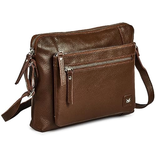 Image of Wise Owl Accessories Leather Crossbody Bags for Women Small Soft Genuine Pebbled Sling Shoulder Handbag Crossover Purse with Full Adjustable Strap (Chocolate Nappa)