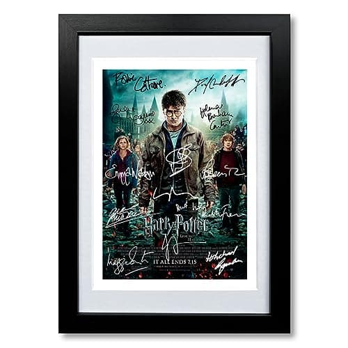 Image of Harry Potter And The Deathly Hallows Part 2 Movie Cast Signed A4 Poster Photo Print Framed Autograph Gift 2011 Film (BLACK FRAMED & MOUNTED)