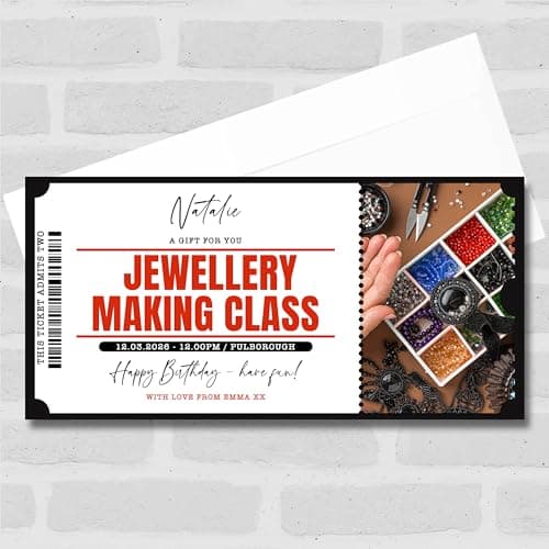 Image of Greetings Card - Jewellery Making Personalised Surprise Ticket Gift Voucher | Custom Greetings Card | Surprise Reveal Voucher Spoof Ticket