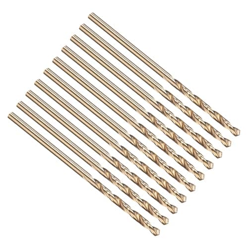 Image of PATIKIL 2mm Drill Bit 5/64", M35 Cobalt 5% High-Speed Steel Jobber Straight Shank 135° Gold Finish for Stainless Steel Hard Metal - 10 Pack