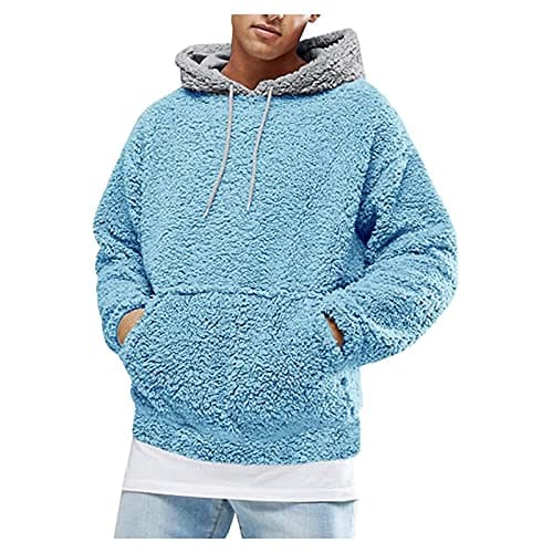 Image of Hooded Poncho - Poncho for Men - Handmade Poncho Comfortable Clothing for Men Alpaca Poncho Hooded Poncho for Men Handmade Poncho Winter Coat Warm and Soft Men's Coat Winter Jacket, Z05-blue, XL