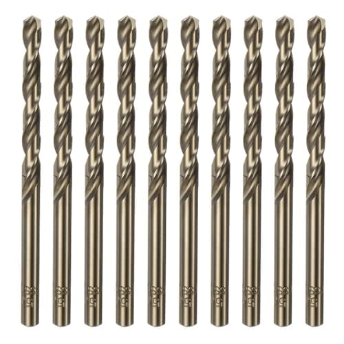 Image of sourcing map 10pcs Cobalt Jobber Drill Bits 5.1mm / 0.201" M35 High Speed Steel HSS Twist Drilling Bit Tool for Stainless Steel Copper Wood Plastic and other Hard Materials