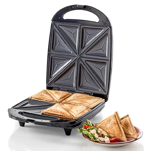 Image of Quest 4 Slice Toastie Maker/Easy Clean Non Stick Sandwich Toaster/Cool Touch Handle with Locking Clip/Ideal for Home & University / 1100W (35990)