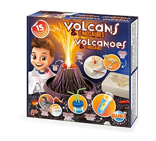Image of Buki Volcanoes & Dinosaurs - Volcano Kit for Kids with Erupting Experiments, T-Rex Dig & Assembly, Lava Lamp - 15 Science Experiments for Kids STEM Toy, Chemistry Set Ages 8+ Boys & Girls