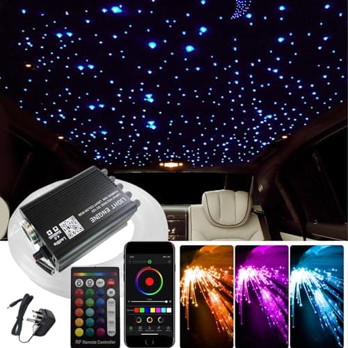 Image of VASTFIRE 16W Fiber Optic Light Kit,500pcs 6.56ft Starlight Headliner Ceiling Light Sound Activated APP/Bluetooth Remote Control for Car Roof Interior Home Ceiling