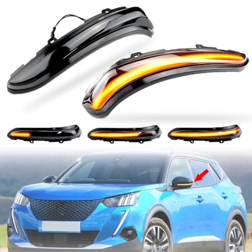 Image of MKptopia 2pcs LED Turn Signal Lights Left + Right Side Mirror Indicators with Dynamic Function Compatible with PEU-GEOT 208 2008 CITR-OEN C3 C4 Ca-ctus O-pel Cor-sa F