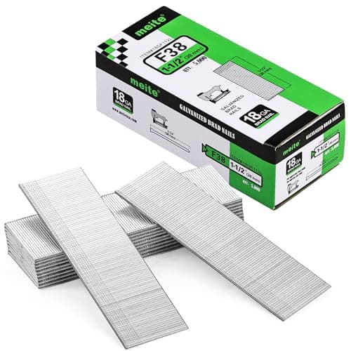 Image of meite 18 Gauge Brad Nails, 38 mm 18G Brad Nails for Nail Gun, Galvanised Small Finishing Nails for Joinery, Trim Work (5,000 Counts)