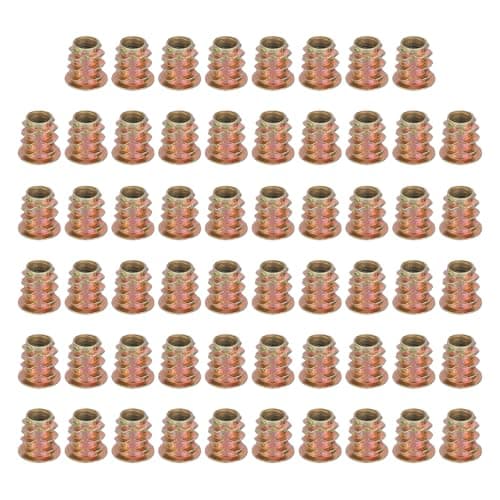 Image of sourcing map 58 Pcs Threaded Inserts for Wood, Zinc Alloy M5 Thread Inserts Nuts Hex Socket Drive Screw 10mm Length for Furniture, Cabinet, Tables and Chairs