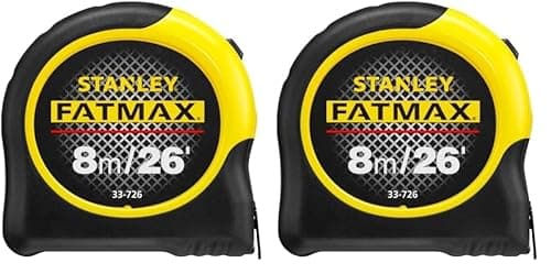 Image of STANLEY FATMAX Tape Measure Blade Armor 8 M Metric and 26 FT Imperial Shock Resistant with Mylar Coating and Cushion Grip 0-33-726 (Pack of 2)