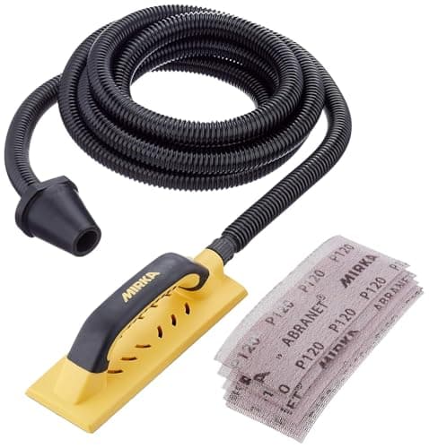 Image of Mirka Handy Kit Hand Sanding Starter-Kit 80x230mm / Sanding Block Set with dust Extraction incl. 4m Suction Hose and 5 pcs Mirka Abranet net Sanding Strips Hook & Loop P80 P120 P180
