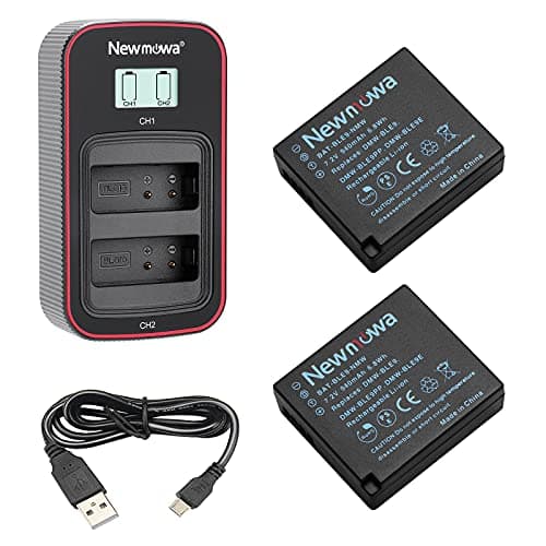 Image of Newmowa 2 Pack DMW-BLE9 Replacement Battery (7.2V, 940mAh) & Smart LCD Display Dual USB Charger for Panasonic & Lumix Cameras