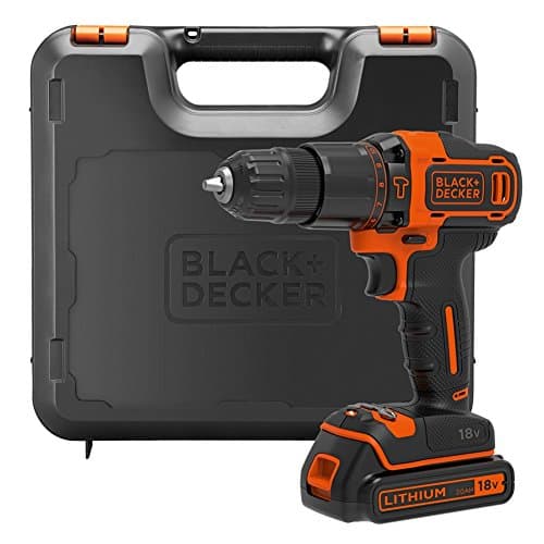 Image of BLACK+DECKER 18 V Cordless Hammer Drill 2-Gear with 1.5 Ah Lithium-Ion Battery and Kitbox, BDCHD18K-GB