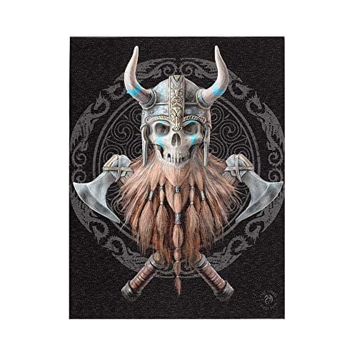 Image of Beespoke Gifts 19x25cm Viking Skull Canvas Plaque by Anne Stokes