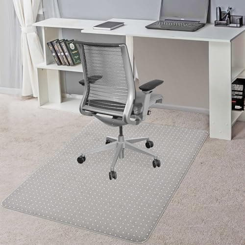 Image of BesWin Office Chair Mat for Carpet, 76.2 x 122cm Transparent Plastic Carpet Protector for Low Pile Carpets, 2.2mm Thick Non-Slip Desk Chair Mat for Carpeted Floors, Easy Glide and Flat Without Curling
