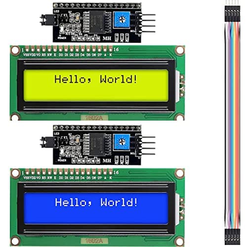 Image of Youmile 2 pcs IIC/ I2C/ TWI LCD Serial Interface Adapter Serial Interface Board Module + LCD Module Display LCD1602 yellow blue with Dupont Line For Arduino