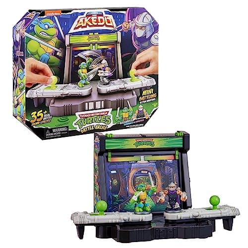 Image of Legends Of Akedo Teenage Mutant Ninja Turtles Battle Arena with 35+ Battle Sound Effects and 2 Exclusive Battling Mini Warriors - Leonardo And Shredder,