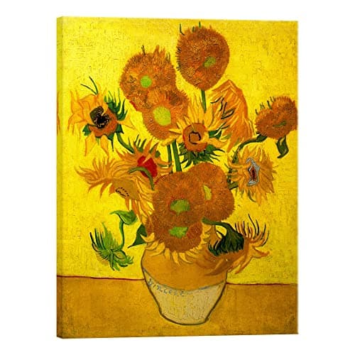 Image of Wieco Art - Large Modern Abstract Flowers Giclee Canvas Prints Artwork Vase with Sunflowers by Van Gogh Oil Paintings Reproduction Pictures on Canvas Wall Art for Home Decoration L
