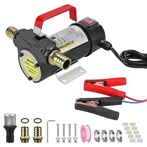 Image of Oil Diesel Transfer Pump, DC 12V Electric Fuel Transfer Pump, Portable Oil Extractor Pump for Tractor Caravan Truck with Spare Fan Blades, Sealing Rubber Rings, Fixing Screws ect.