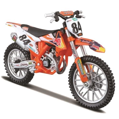 Image of Bburago WRB KTM Cycle - KTM 450 SX-F Factory Edition (2018) Motorbike - 1:18 Scale - Incredibly Detailed Die-Cast Replica Collectible Motorcycle Model, Orange